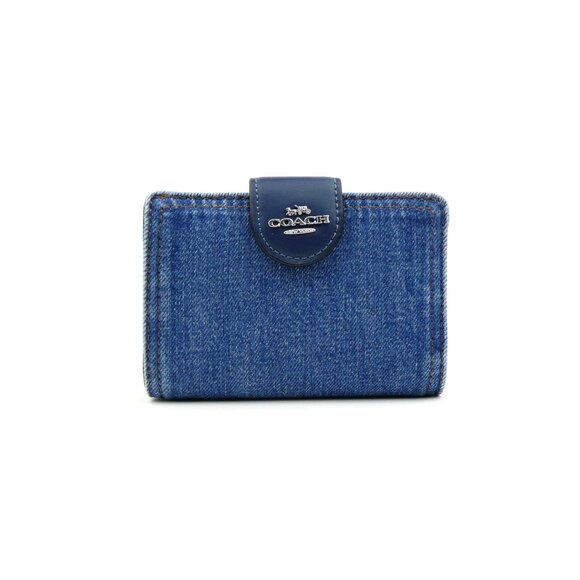 Coach Denim Indigo Medium Corner Zip Wallet NWT CA096 - Picture 1 of 5